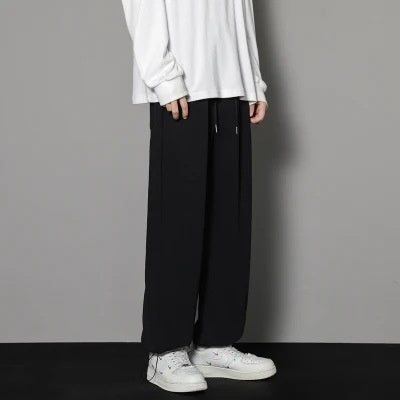 Autumn And Winter Straight Wide Leg Casual Trousers Drape Fleece-lined Thickening Exercise
