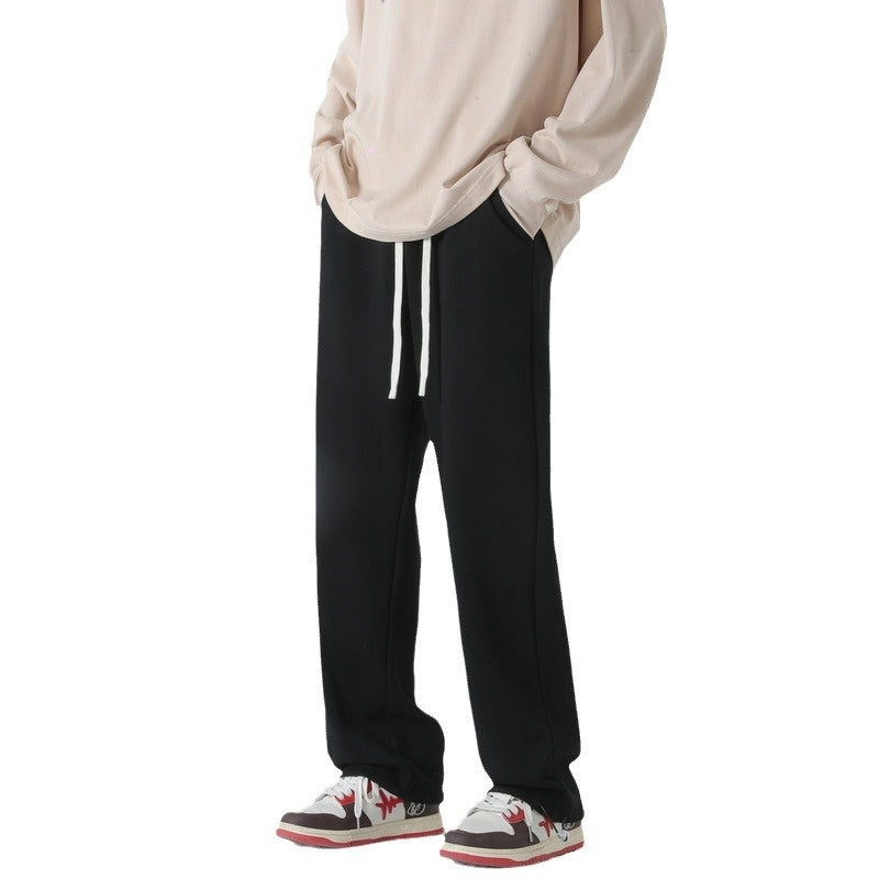 Autumn And Winter Straight Wide Leg Casual Trousers Drape Fleece-lined Thickening Exercise